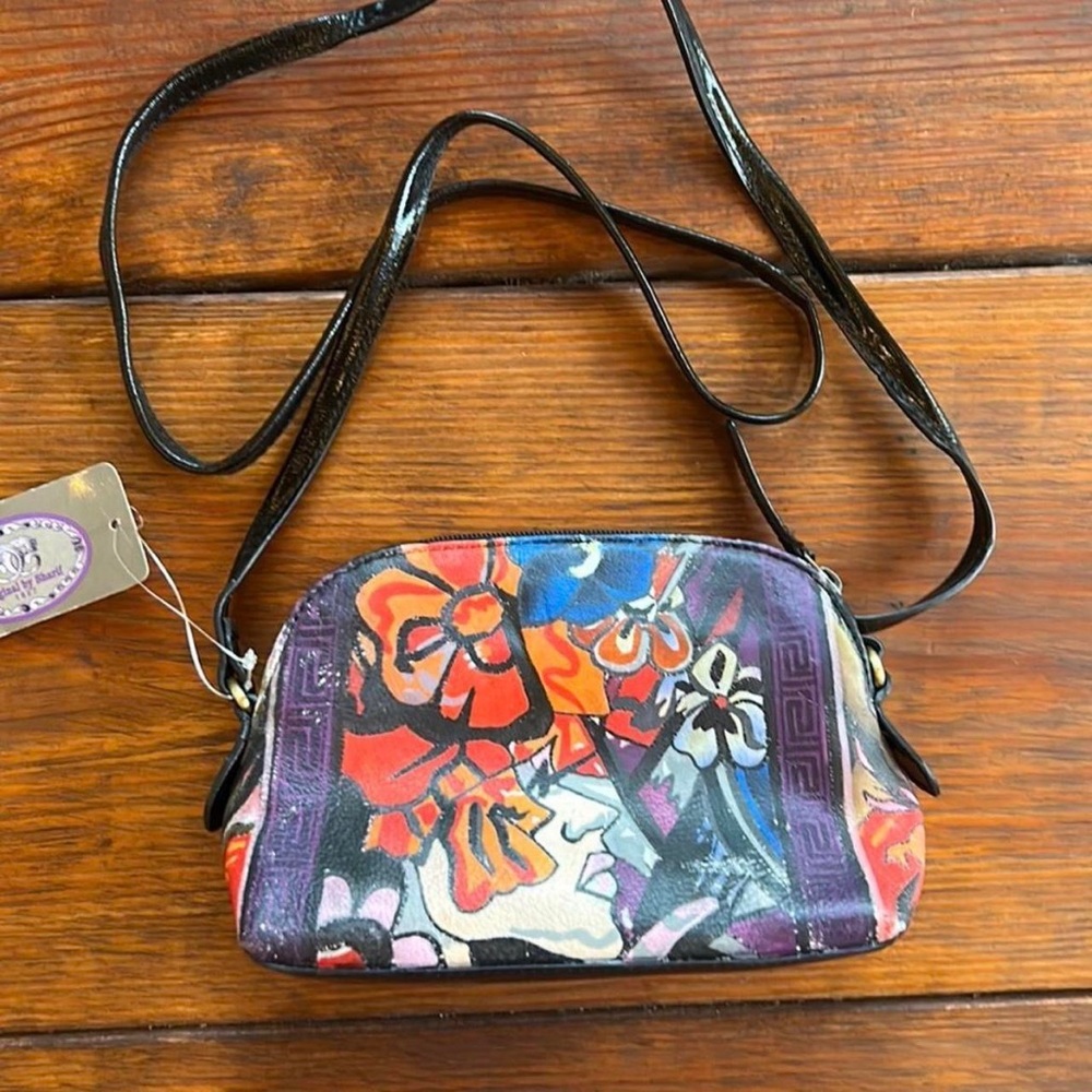 Sharif hand painted leather crossbody bag